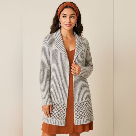 Mohair Look & Feel Fuzzy Soft Comfy Cozy Cardigan 18/20 Plus Size Lagenlook Boho - Picture 1 of 7